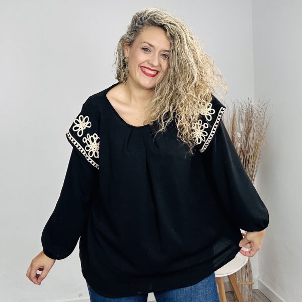 Blusa Bordada Marga negra - Imagen 2