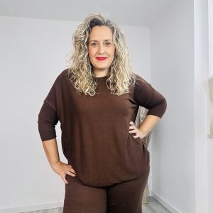 Camiseta Mariló punto marrón