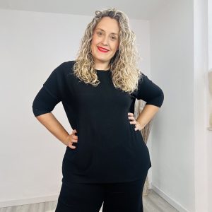 Camiseta Mariló punto  negra