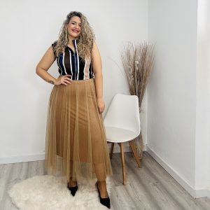 Falda tull camel