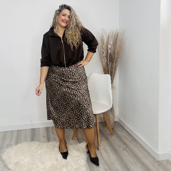 Falda Satinada Leopardo