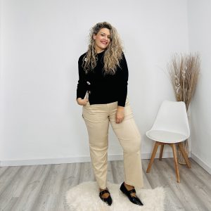 Pantalón  cargo wide leg beige