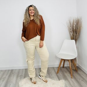 Pantalón cargo lavado beige