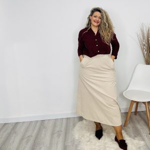 Falda micro pana beige