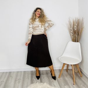 Falda Cinta plisada marrón