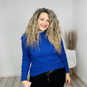 Camiseta polar tachuelas azul pavo