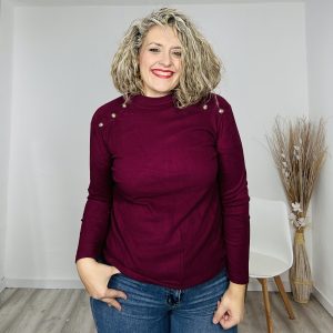 Camiseta polar botones burdeos