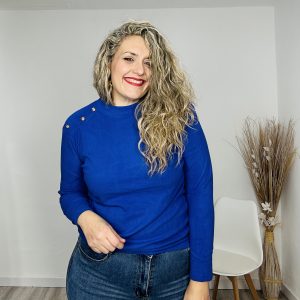 Camiseta polar botones azul electrico