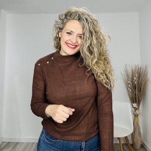 Camiseta polar Botones marrón