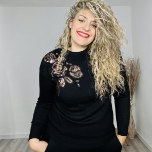Jersey Rosas lentejuelas negro