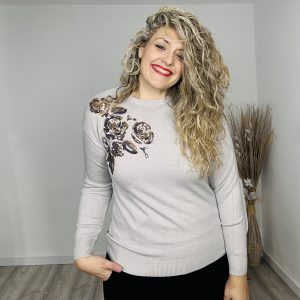 Jersey Rosas lentejuelas gris