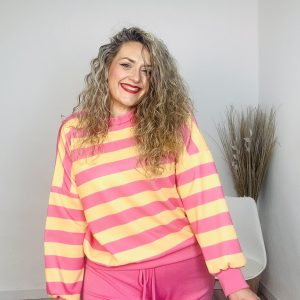 Sudadera rayas rosa/amarillo
