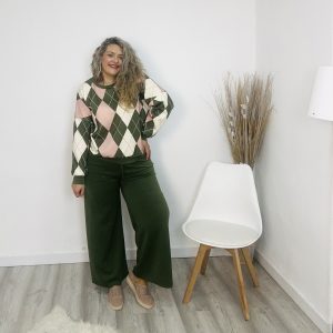 Pantalón palazzo algodón verde