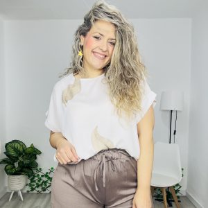 Blusa Hojas oro blanca