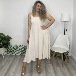Vestido tiranta  beige 51919