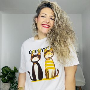 Camiseta gatos blanca