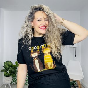 Camisetas Gatos negra