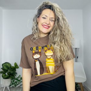 Camiseta Gatos marrón