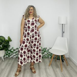 Mono Abanico estampado burdeos