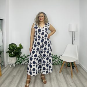 Mono Abanico estampado azul